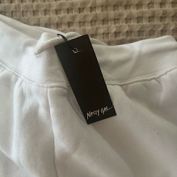 NWT Nasty Gal White Logo Sweats Joggers - L - Picture 4 of 10
